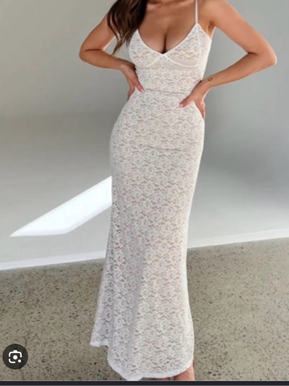 Tiger Mist Ivory Lace Maxi Dress with Spaghetti Straps